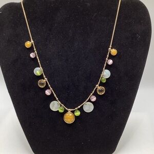 Retro Gold and Multi-Color Beaded Women’s Necklace